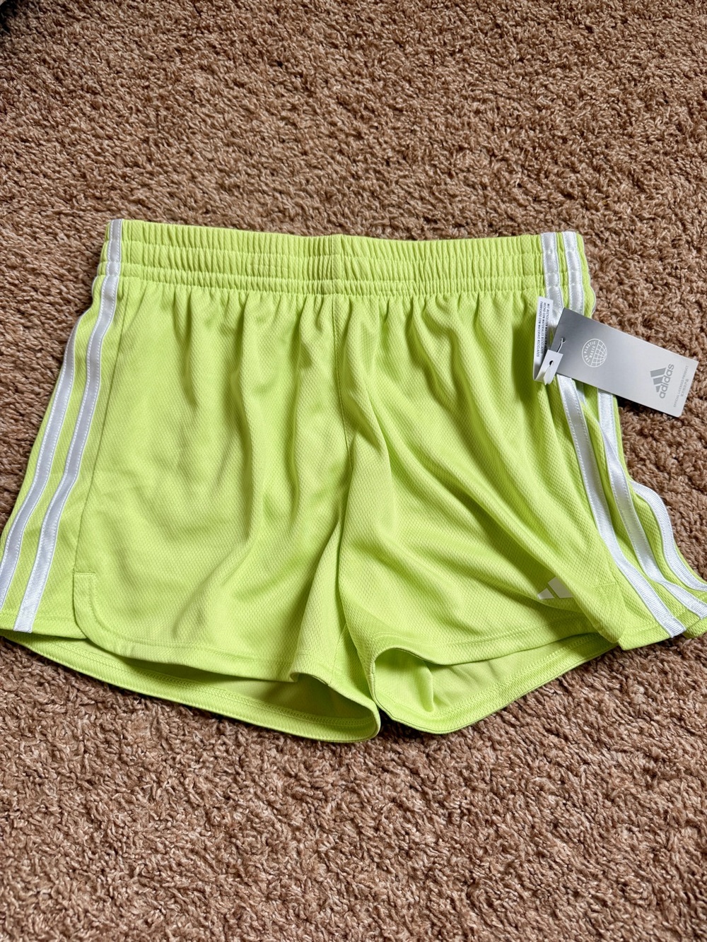 Adidas lime green athletic shorts girls XL